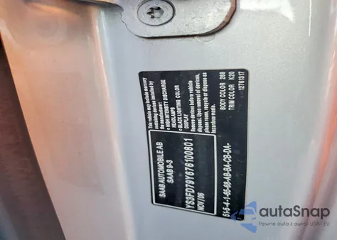 2007 Saab 9-3 2.0T z USA, uszkodzony, nr VIN YS3FD79Y676100801